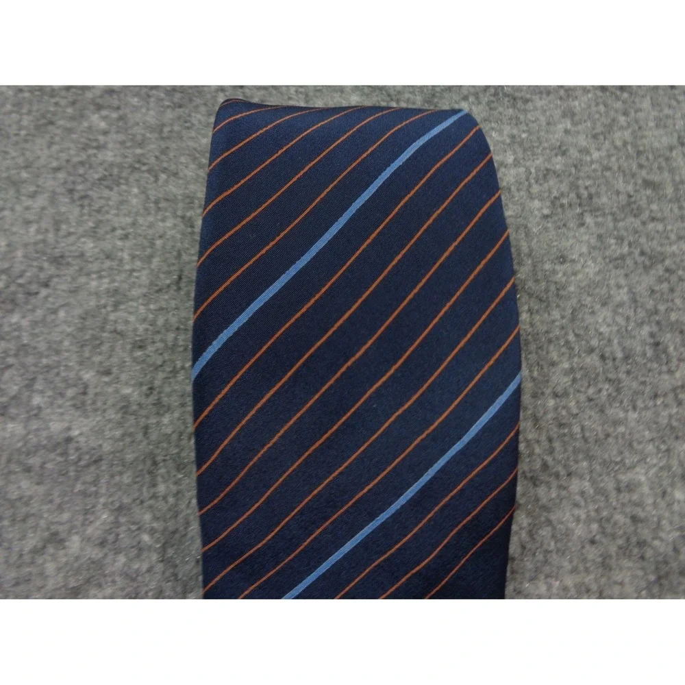 Vintage Gucci 100% Silk Designer Neck Tie Blue Repp Striped Made In Italy
